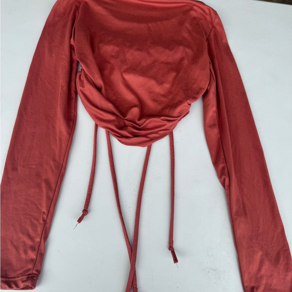 Fashion Nova Red Long Sleeve Crop Top